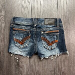 Rewind Womens Y2K Low Rise 28 Distressed Denim Cut Off Shorts Dark Wash Size 3